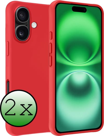 Hoesje 2 Stuks - Geschikt voor Apple iPhone 16 - Sterk & Shockproof - Case Siliconen - Back Cover - Telefoon Hoes - Rood