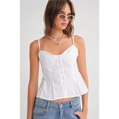 Schattige Nekknopen Peplum Camisole Top