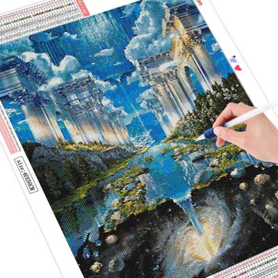 Diamantmozaïeklandschap volledige ronde diamantborduurfantasie 5D DIY diamantschilderij 20X30 gray