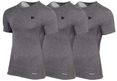 3-Pack Donnay - Baselayer Shortsleeve - Thermo/Sportshirt - Heren - Charcoal-marl (037) - maat S