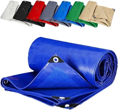 Afdekzeil Waterdicht - Beschermzeil Scheurvast - Tuinmeubelen Afdekken - Uv-Bestendig PVC - 200 x 400 cm - Blauw