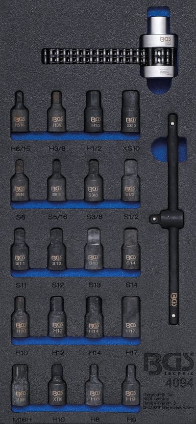 BGS Carterplug-/oliefiltersleutel set 22 delig