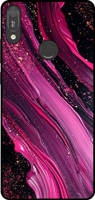 Smartphonica Telefoonhoesje Geschikt voor Huawei Y6 (2019) met marmer opdruk - TPU backcover case marble design - Paars Roze geschikt voor Huawei Y6 (2019)