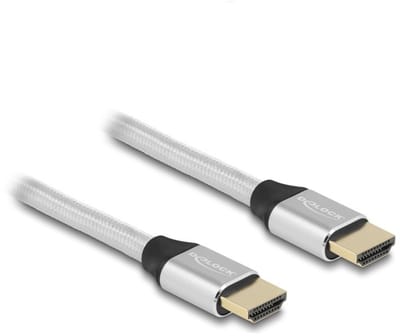 Delock Certified HDMI kabel | HDMI2.1 (8K 60Hz + HDR) | nylon | zilver | 0,50 meter