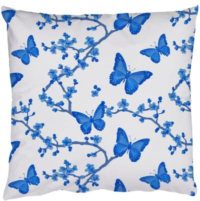 Sierkussens - Kussentjes Woonkamer - 50x50 cm - Vlinder - Bloemen - Blauw