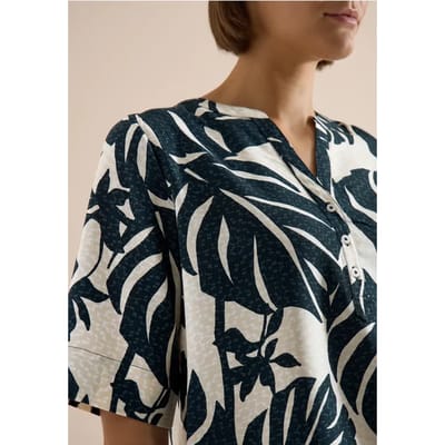Blouse met korte mouwen en gespleten hals