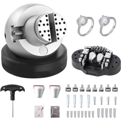 VEVOR Ball Vise, 5-inch graveergereedschap, 360° draaibare graveerblokbankschroef, 35-delige bevestiging, graveerblokgereedschap voor sieraden, standaardblok voor edelsteeninleg en kleine graveerwerkzaamheden