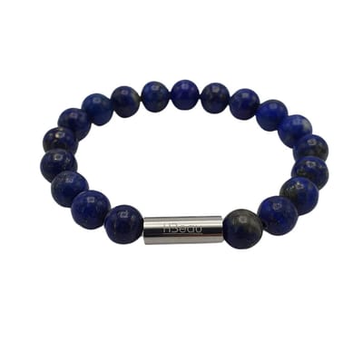 H-Beau - Handgemaakte - Armband - Edelstenen - Natuurstenen - Lapis Lazuli - kralen - 8mm - lengte 16,5cm - Gepolijst - Blauw - Tiener - Unisex - Sterrenbeeld - Horoscoop - Maagd - Boogschutter