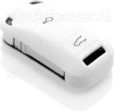 Autosleutel Hoesje geschikt voor Porsche - SleutelCover - Silicone Autosleutel Cover - Sleutelhoesje Wit