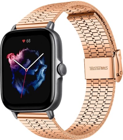 Strap-it Luxe roestvrij stalen smartwatch band - geschikt voor Xiaomi Amazfit GTS 1-2-3-4 - Mini / Bip / Bip S / Bip Lite / Bip U Pro / Amazfit GTR 42mm - rosé goud