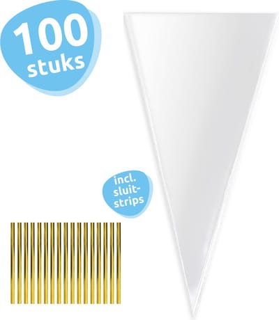 Isa's Friends® - Uitdeelzakjes - 100 stuks - 37 x 18cm - Puntzakken - Snoepzakjes - Traktatiezakjes - Cellofaan Zakjes