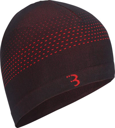BBB Cycling Helmmuts Fiets Winter FIRHat - Fietsmuts voor onder Helm - 0-5 °C - Naadloos en Sneldrogend - Unisex - Zwart/Rood - Large - BBW-494