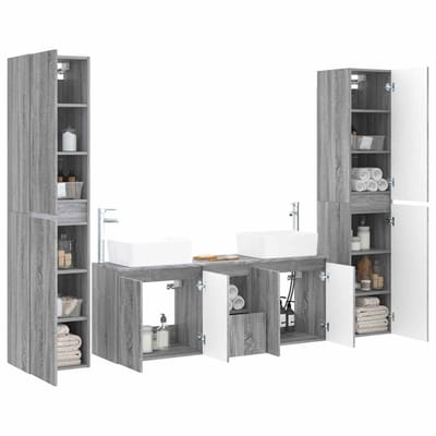 vidaXL - Badkamermeubel - Set - 5 - st - Grijs - Sonoma - 33 - x - 34,5 - x - 160 - cm