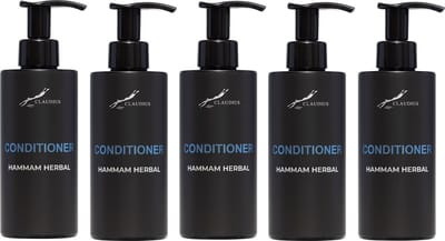 Hairconditioner Hammam Herbal 300 ml - met pomp - zwarte fles - set van 5 stuks - Voordeelverpakking
