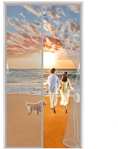 Magnetisch Vliegengordijn voor Deur 225x190cm - Klamboe met Automatische Sluiting - Grijs