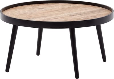 Ronde salontafel met opstaande rand en opbergplank, modern design