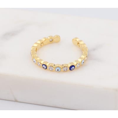 Nieuwe Bohemia Lucky Turkish Blue Evil Eye Rings Druppelende Olie Open Verstelbare Vinger Ringen voor Vrouwen Sieraden Cadeau C beige
