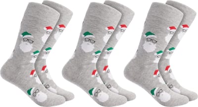 BRUBAKER 3 Paar Kerstsokken voor Heren en Dames - Kerstman Baarden - Katoenen Kerstsokken - Maat 35-40
