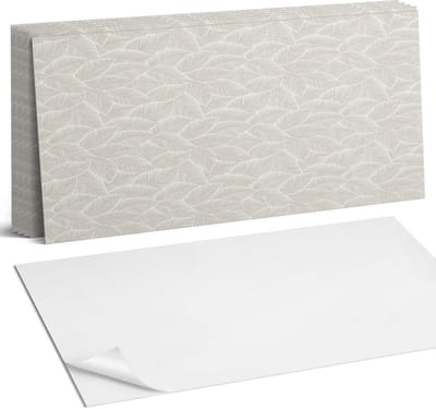 Coloray Plaktegels - Bladpatroon in arrangement Wandtegel Zelfklevend - 60 cm x 30 cm - Beige Plaktegels - 6 stuks - Rechthoek PVC Tegels - Plaktegels Keuken - Zelfklevende Vloertegels Badkamer - Vinyl Tegels Zelfklevend - Zelfklevende Wandtegels