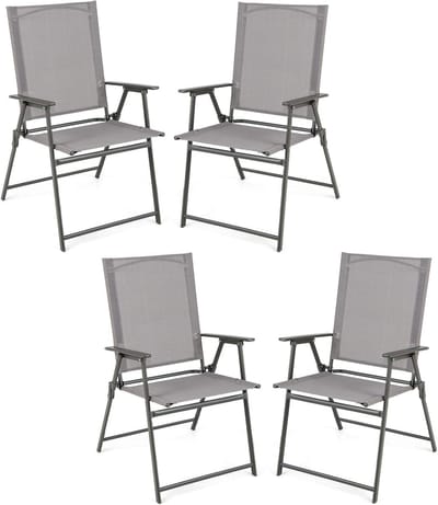 KOMFOTTEU Klapstoelen, 4 draagbare campingstoelen met hoge rugleuning, belasting tot 150 kg, outdoorstoel met veiligheidsslot, voor tuin, terras, strand