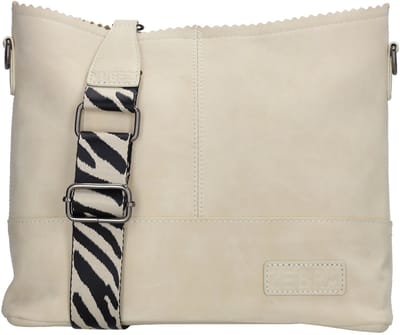 Zebra Trends Merel Schoudertas Dames - Handtas met verstelbare en afneembare schouderband - Tas van Imitatieleder - Crème