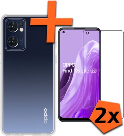 Hoes - Met 2x Screenprotector - Geschikt voor OPPO Find X5 Lite - Sterk & Shockproof - Back Cover - Siliconen Case - Telefoon Hoes - Transparant