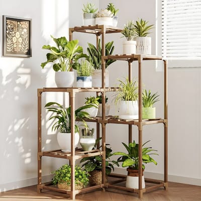 AHD® Plantenrek - Plantentafel - Plantenstandaard Binnen - Plantenrek Binnen - Bruin - 60cm x 30cm x 11cm