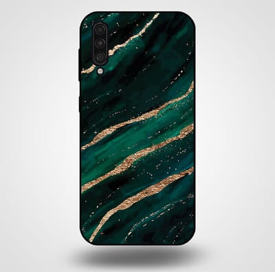 Smartphonica Telefoonhoesje voor Samsung Galaxy A50 met marmer opdruk - TPU backcover case marble design - Groen Goud geschikt voor Samsung Galaxy A50