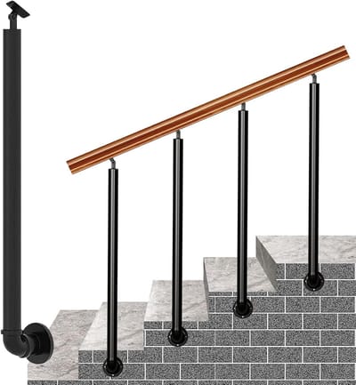 Trapleuning palen - Buitenreling - Veiligheid verhogen - Verstelbare hoek - 90 cm - Zwart