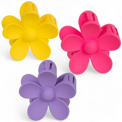 Dailygoods- Haarklemmen 3-delige set - Bloemendesign - 7 cm - Kunststof - Sterke haarspelden - Ergonomische vorm