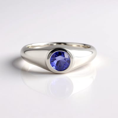 Cavill - 925 Sterling Zilveren Ring - 0,522 ct Ronde Tanzaniet - Gerhodineerd - Elegante Zilveren Sieraad - Moderne Ring met Paarse Edelsteen