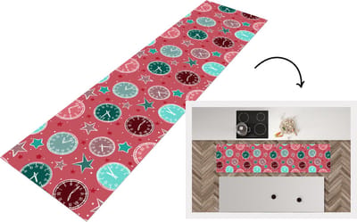 Keukenloper - Loper keuken - Klok - Roze - Patronen - Sterren - 200x50 cm - Keukenloper vinyl