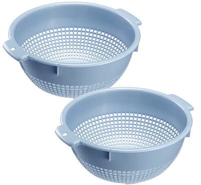 Westmark vergiet – Twee grote vergieten met 2 handgrepen en 4 vergrendelingen om te wassen en uit te lekken – Blauw, kunststof, ø 24 cm