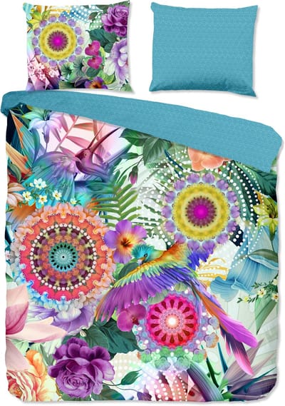 HIP dekbedovertrek mandalas, bloemen en vogels - Lits jumeaux 240x200/220 cm - Multi - 100% Katoen satijn