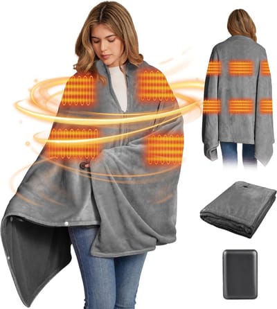 Elektrische Deken - Verwarmde Sjaal - Warmte en Comfort - 6 Verwarmingszones - 180 x 90 cm - Grijs