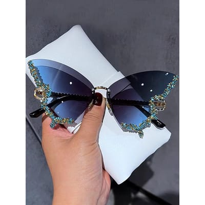Dubbele Brug Gradient Oceaan Film Tinten UV400 Stijlvolle Metalen Leopard Randloze Zonnebril Professionele Zichtcorrectie