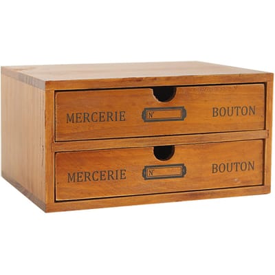 Vintage Houten Dubbellaags Ladebox Desktop Organizer Multifunctionele Opbergkast Decoratie brown