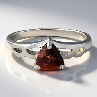 Cavill - Zilveren Ring met Rode Tijgeroog Trilliant Cabochon 0,61 ct - 925 Sterling Zilver - Ring Maat 17 - Modern Design - Edelsteen uit Mexico
