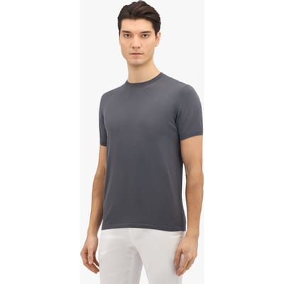 Brooks Brothers Dark Grey Mako Cotton Short Sleeve Sweater Dark Grey Size: S | Sweaters Outlet | Heren | Grijs