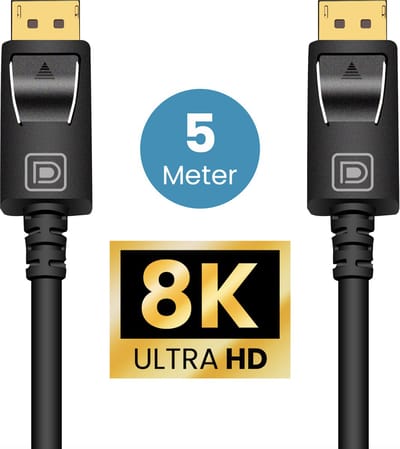 Somstyle DisplayPort kabel 1.4 – 8K 60Hz – 4K 144 Hz - 32.4GBps – Gecertificeerd – DP 1.4 kabel - 5 Meter