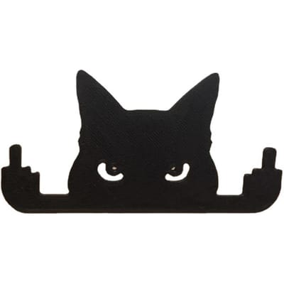 Houten Middelvinger Kat Decor Zwart Glurende Kat Grappig Desktop Boekenplank Ornament Kat Silhouet Decor voor Tuinen Patio Tuin 15x9.6x0.8cm