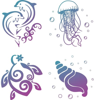 Jhubersproducts - Raamstickers - Zeedieren - Antibotsing - Blauw - Vinyl - Decoratief voor Slaapkamer en Badkamer - Herbruikbaar
