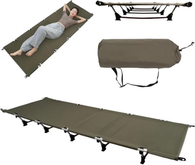 Veldbed Opvouwbaar - Reisbed Camping - Outdoor Ontspanning - Sterke Stabiliteit - 190x65 cm - Legergroen