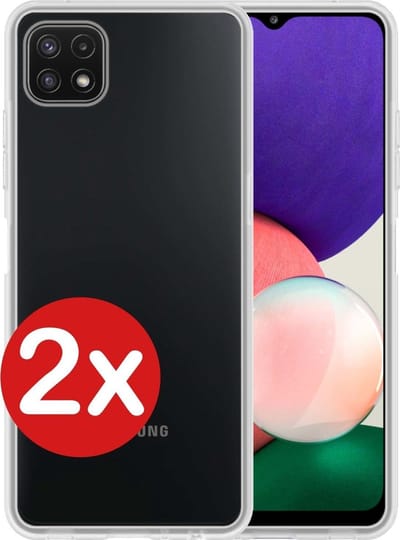 Hoesje - 2 Stuks - Geschikt voor Samsung Galaxy A22 4G - Sterk & Shockproof - Telefoonhoes - Back Cover - Case Siliconen - Telefoon Hoes - Transparant