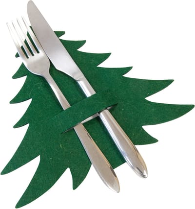 HOBI - Groen en rood vilten kerstboom bestekhouder voor tafeldecoratie