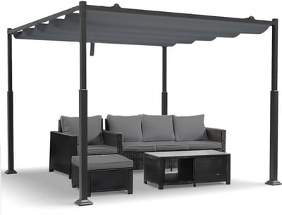 Luxe Metalen Paviljoen 3x3m | Stabiele Vrijstaande Overkapping | Wintervast & Waterdicht | Donkergrijs