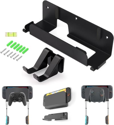 SnelShoppen - Metalen Muurbeugel voor Nintendo Switch 2/Switch/Switch OLED - Wandmontage Kit voor Joy-Con & Pro Controller - Stevige Plankaccessoires