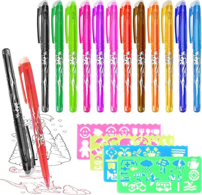 Set van 12 Uitwisbare Balpennen 0.5mm met Schildersjabloon - Gelpennen - Balpen met Gum