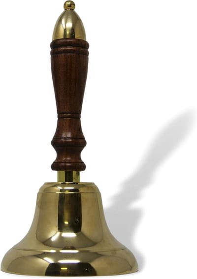 Handbel School - Traditionele Bel - Aandacht Vragen - Massief Messing - 13cm Breed - Goudkleurig