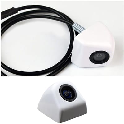 aladdien - HD Achteruitrijcamera - 155 graden kijkhoek - Waterdicht - Wit - 720p - Voor auto camper aanhanger bestelwagen